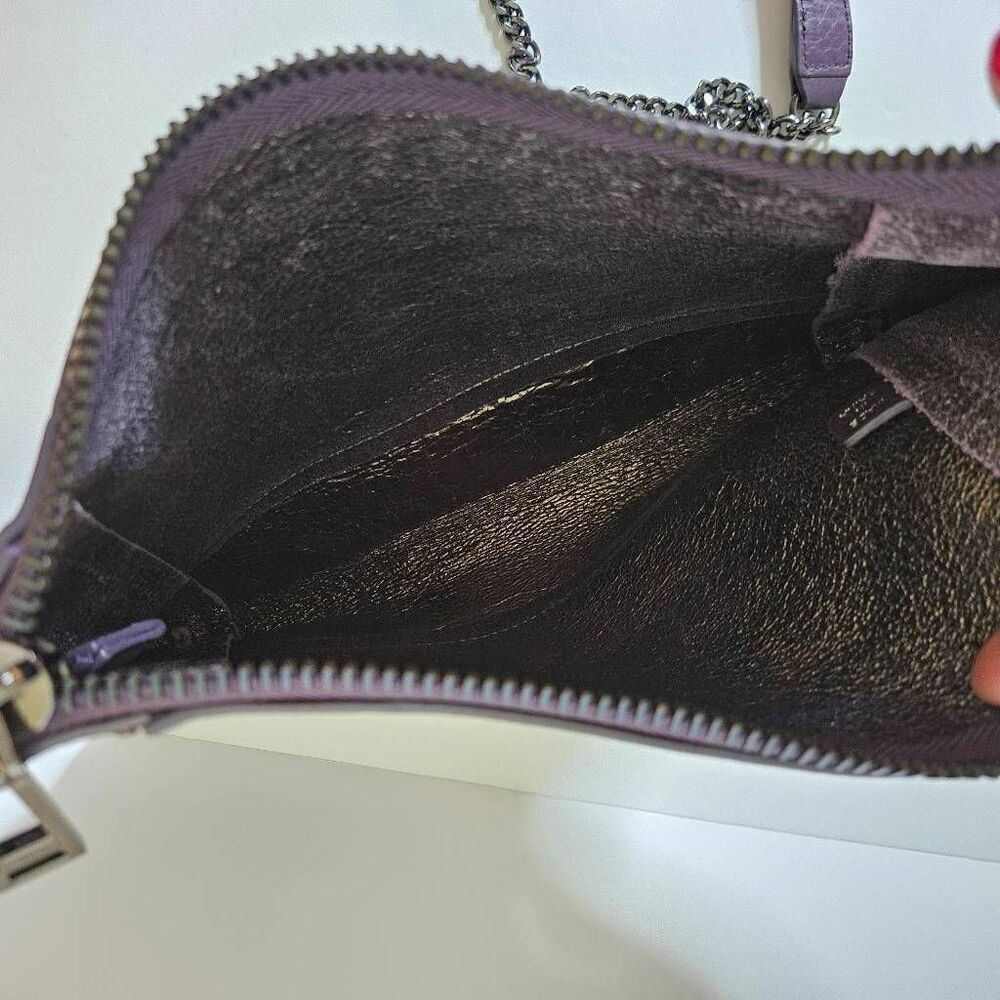 Botkier Soho crossbody purse with chain strap, leather deep purple. - Picture 4 of 5